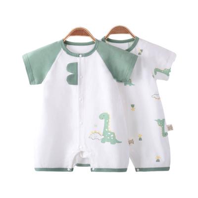 China Cute Sheer Cotton Shorts Sleeve Around Collar Jumpsuit Boneless Romper Printed Baby Clothes for sale