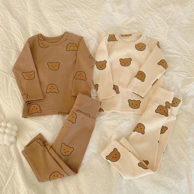 China Baby Boy Anti-Shrink Infant Clothes Sets Toddler Kids Cartoon Print Pajamas Sets Warm Cotton Sweater Top And Pants 2pcs Suit for sale