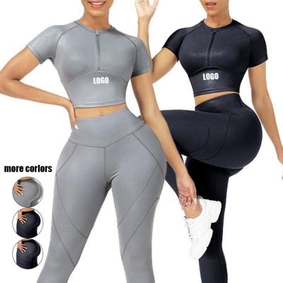 China Breathable Drop Boat Female Sports Wear Yoga Set Fitness Clothing Women Sports Suit Gym Jogging Suits Running Sportswear Gaiters Women Set for sale