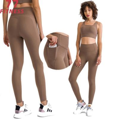 China 2021 Breathable New Lulu Line Up Swept Hairly Slim Splicing Yoga Pants High Waist Side Pocket Fitness Pants Women Running Leggings for sale