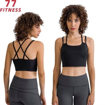 China Activia Breathable Casual Women's Fitness Tops Double Strap New U-neck Solid Color Beauty Back Yoga Fitness Vest With Chest Pad for sale