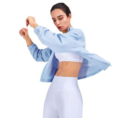 China Autumn Winter Wholesale Hot Selling Breathable Zipper Collar Fitness Top Wear Sport Gym Loose Nylon Coat Top for sale