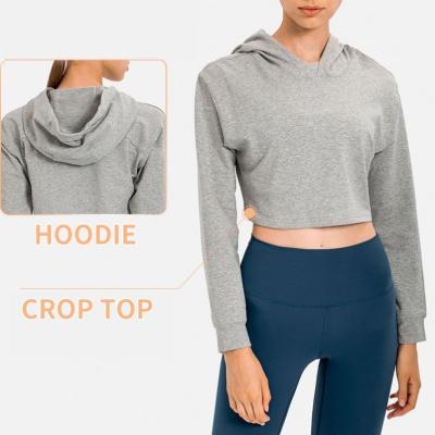 China DH016 Women's Breathable Cotton Loose Fit Cropped Hoodie Fitness Casual Breathable Running Pullover for sale