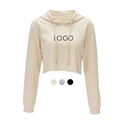 China Custom Logo Printing Cotton Short Hoodie Anti-wrinkle In-stock Ware Sweatshirts Women Grow Top Hoodie for sale