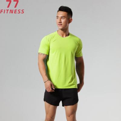 China Custom Quick Dry Anti-Wrinkle Sports Mesh Fabric Fitness Workout Active Wear Mens T-shirts Wholesale Mens Gym Clothing Elastane T-Shirts for sale