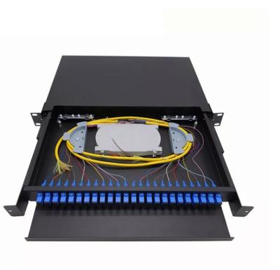 China Cold Rolled Plate 1U 24 Port SC SX FTTH Fiber Optic Patch Panel for 19 Inch Rock Mount for sale