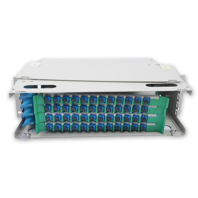 China Plastic Fiber Optic Splice Cable ODF with 48 Port Full Loaded Tray and SC/UPC Adapters for sale