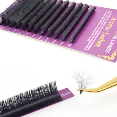 China Mink Blooming Lashes / 25MM Mink Lashes Extensions Tray 0.03mm Individual Mixed Silk Eyelash Extension Easy Fan for sale