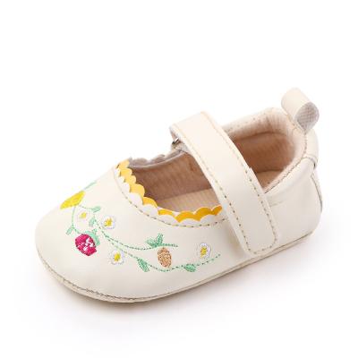 China Anti-smell Anti-smell Flower Printing Baby Shoes Toddler Leather Prewalking Shoes for sale