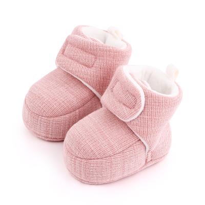 China Anti-Smell Winter Baby Warm Newborn Boots Toddler Shoes Solid Soft Sole Cotton In Winter for sale