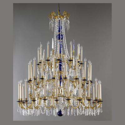 China Modern luxury blue and clear crystal chandeliers and lamps for hotel for sale