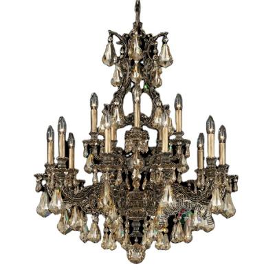 China Traditional older copper chandelier lighting with champagne crystal for sale