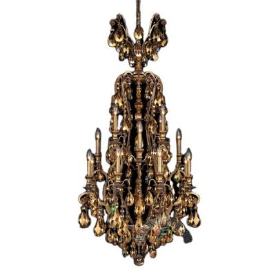 China Traditional Antique Brass Wrought Iron Renaissance Chandelier Light Crystal for sale