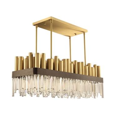 China Modern Restaurant Decoration Brass Crystal Pendant Chandelier for sale