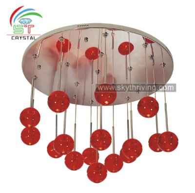 China Exterior Mounted Murano Ceiling Light Red Glass Modern Crystal Hanging Lamps for sale