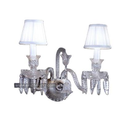 China Traditional Matching Crystal Wall Lamp Baccart Wall Light With Fabric Shade for sale