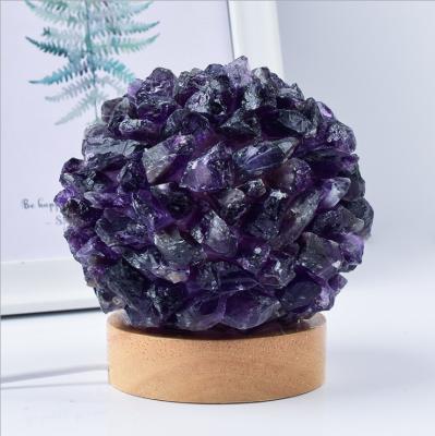 China Modern USB Rechargeable Led Night Light Natural Jade Crystal Table Light Home Decoration for sale