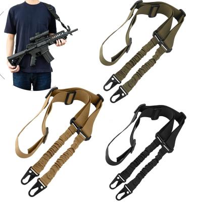 China Tactical Military Lanyard Military Heavy Duty Tactical 2 Point Rifle Nylon Sling Adjustable Elastic Shoulder Strap for sale