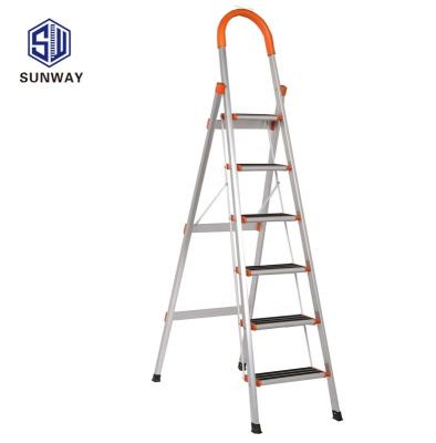 China Folding Ladders Lightweight Aluminum Step House Eco - Friendly Use Ladder With 6 Steps for sale