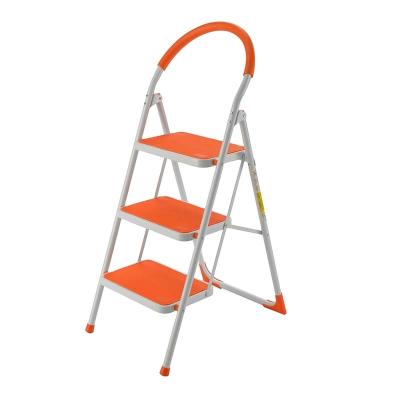 China Folding Ladders Household 3 Steps Extension Folding Circular Pipe Shaped Steel Platform Movable Ladder for sale