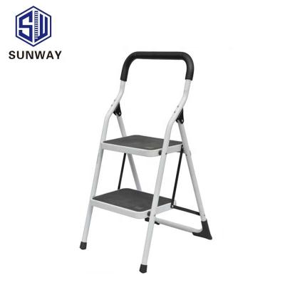 China Best Selling Folding Ladders SUNWAY Iron Safety Step Household Iron Steel Ladders With Handrail for sale