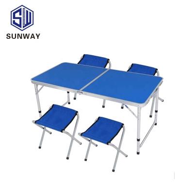 China Exhibition Foldable Outdoor Table Promotion Folding Ladders Pavilion Single Picnic Table And Chair Combination Aluminum Alloy for sale