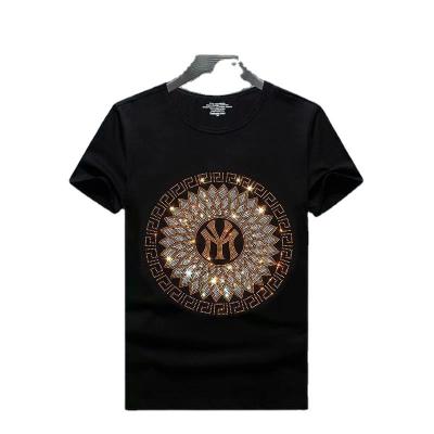 China Wholesale Animal Designer Clothes Rhinestone T-shirt Black O-collar Shirt Casual Short Sleeve Men's T-shirt for sale