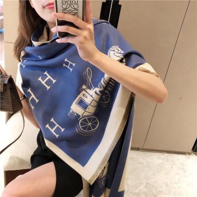 China New Winter Cashmere Shawl Scarf Fashion Designer Soft Feeling Soft Smooth Feeling Wholesale Carriage Luxury Dual-Use Scarf for sale