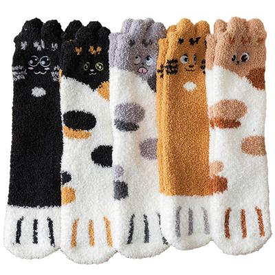 China Breathable Happy Cute Cartoon Cat Claws Floor Socks Fashion Cotton Animal Socks Girls for sale