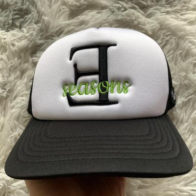 China 5-Panel Custom Embroidery Patch Hat DENIMGUYS 3D Logo Cotton Net Trucker Hat for sale