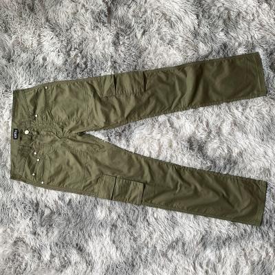 China Spandex/Cotton DENIMGUYS Spandex/Cotton Snap Button Pockets Cargo Mens Twill Pants Green Slim Fit Trouser Trackpants for sale