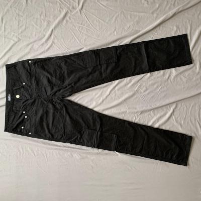 China DENIMGUYS Spandex/Cotton Snap Button Pockets Cargo Mens Twill Pants Black Slim Fit Trouser Trackpants for sale