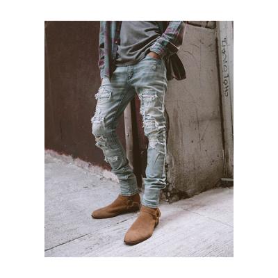 China New Product Breathable Hot Selling Excellent Quality Ripped Jeans Rocker Roll Mens Designer Tapered Jeans Outfit for sale