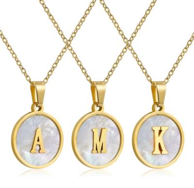 China New Casual Round Shape/Sporty Rose Shell Stainless Steel 18k Gold Plated Alphabet Necklace For Women for sale