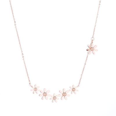 China Stainless Steel Fashion Rose Gold Chain Design Girls Women Flower Pendant Necklace for sale