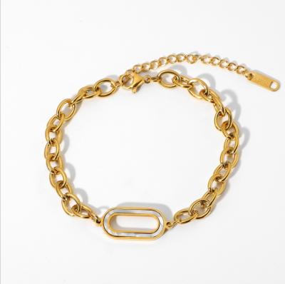 China Wholesale Casual 18K Gold/Sporty Fashion 316 Stainless Steel Plated Adjustable Chain 19mm U Shape Decorations Bracelet For Women for sale