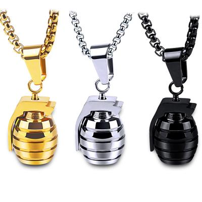 China Personalized Stainless Steel Unique Hand Grenades Charm Necklace Pendant for sale