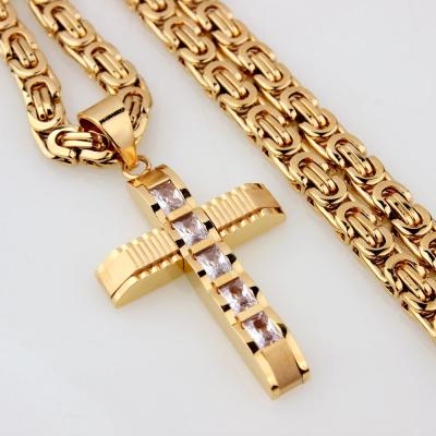 China High Quality Stainless Steel Jewelry Gold Plated Titanium Steel Cross Diamond Pendant Pendant for sale