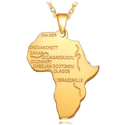 China Wholesale Custom Casual / Sporty Charm Fashion Pendant Gold Plated African Continent Map Pendant Chain for sale