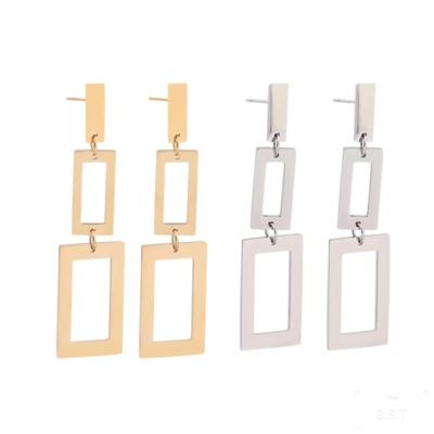 China New Casual / Sporty Style Charm Geometric Design 18K Gold Plated Stainless Steel Fashion Women Earrings for sale