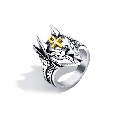 China 2019 Unisex New Arrival Fashion Coyote Head Stainless Steel Retro Ring Jewelry Titanium Steel Ring for sale