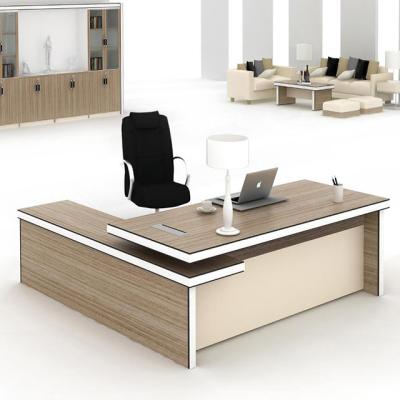 China New modern extendable office furniture desk table latest designs executive desk L shape table with drawers for sale