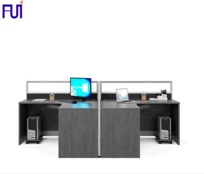 China Factory direct sale modern office workstation modern design workstation partition L-shaped wooden desk with drawer for sale