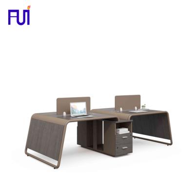 China Factory direct wholesale expandable wooden style modern modular 4 person seater office workstation design for sale