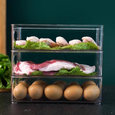 China Hot Sale Customized Freshness Preservation Kitchen Used Transparent PET Fridge Storage Box With Hand For Food for sale