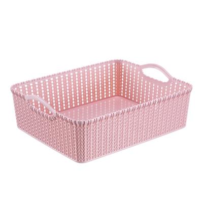 China Sustainable Plastic Rectangular Storage Basket With Handle Kitchen Storage Basket Bathroom Cavity Desktop Storage Basket for sale