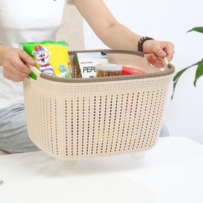 China Large Viable Wholesale Plastic PP Rattan Storage Basket Cavity Bedroom Storage Basket Toy Storage Basket for sale