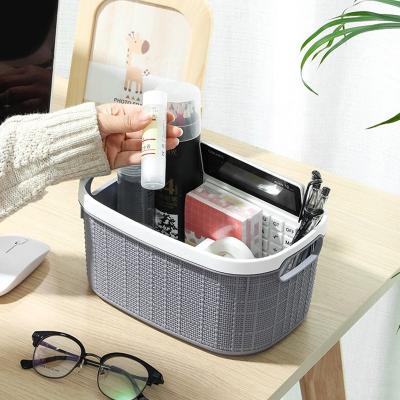 China New Rattan Clothing Room Storage Basket Household Plastic Toy Sustainable Desktop Toy BASKET Kitchen Snacks Sundries Basket for sale