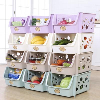 China New Kitchen Plastic Colorful Vegetable And Fruit Storage Rack Bathroom Miscellaneous Sorting Rack Large Minimalist Storage Rack for sale