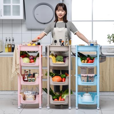 China Modern three or four layers shelf with box vegetable and fruit kitchen shelf bathroom towel wash plastic finishing shelf for sale